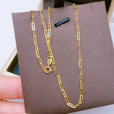 Au750 Real 18K Yellow Gold Women Luck Long Cable Rolo Chain Link Necklace 18