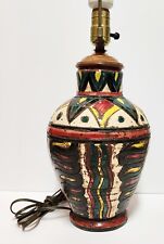 Vintage Italian Sgraffito Deruta Majolica Incised Pottery Electric Lamp Works picture