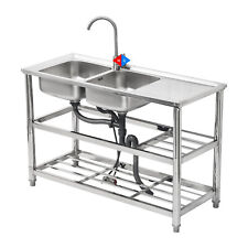 Commercial Sink Stainless Steel Kitchen Freestanding Bar Utility Sink Restaurant picture