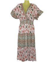 J Gee Woven Peasant Maxi Dress Boho Floral Coral Peach Size 1X NEW w Tag picture