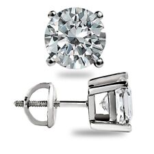 2.50CT ROUND GRA MOISSANITE EARRINGS STUDS 14K SOLID WHITE GOLD SCREW-BACK GIFT picture