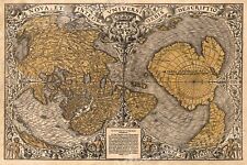 1530s Old Map of the World as seen from the North & South Poles - 16x24 picture