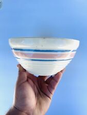 Vintage MCCOY Pottery Bowl  Blue & Pink Stripes Medium Size 7” picture