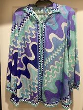 RARE Vintage Emilio Pucci for Formfit Rogers Semi Sheer Button Front Top L picture