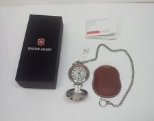 Swiss Army VICTORINOX 24725 Stainless Steel Pocket Watch w/Chain NOS NEW BATTERY picture