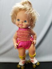Vintage 1982 Mattel 5912 BABY SKATES Wind Up Roller Skating Doll  Works  picture
