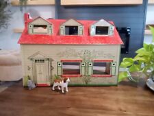 Vintage 1940s Meritoy Lithographed Tin Doll House With Furniture picture