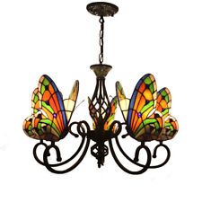 5 LED Stained Glass Butterfly Tiffany Style Chandelier Kids Hanging Ceiling Lamp picture