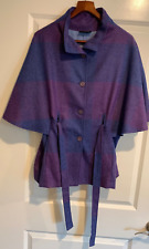 TRIONA DESIGN / IRELAND - 100% WOOL Sz. M Belted Cape Top Jacket Purple picture