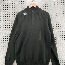 New Covington 1/4 Zip Pullover Sweater Mens large Gray Rib Knit Long Sleeve $50 picture