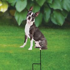 Photo Realistic Boston Terrier Puppy Dog Metal Yard Garden Stake picture