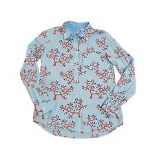 Tizzie Womens Small Blue Coral Ocean Print 1/2 Button-Up Top Blouse Shirt  picture