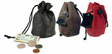 Genuine Leather Drawstring Pouch Coin Purse Wrist Utility Pouch picture