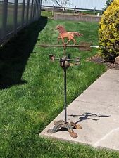 Beautiful Vintage Cast Iron Weather Vane Horse Riding a Arrow With Stand 