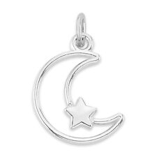 925 Sterling Silver Moon and Star Charm, Celestial Charm to attach to Bracelet picture
