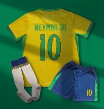 Brazil 2024 Kids Soccer Home Jersey #10 Neymar Shorts Socks Kit Set Youth Sizes picture