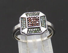 925 Sterling Silver - Vintage Genuine Diamonds Shiny Band Ring Sz 6.5 - RG21132 picture