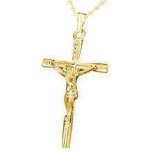 Crucifix Cross Lady Womens & Mens Necklace Pendant 14K Yellow Gold Plated Silver picture