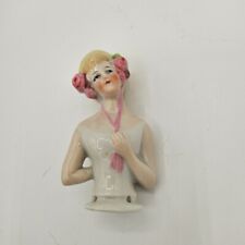Antique German Porcelain Half Doll Ballerina Girl Blonde Flowered Hair picture