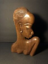 Beautiful Antique Art Deco Cherry Wood Bust Possibly by Karl Hagenauer 13in tall picture