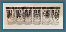 Vintage KIMIKO Silver Band Crest/Coat Of Arms Highball Glass Tumblers - SET OF 6 picture
