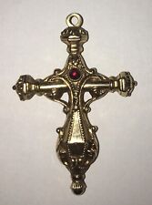 MAGNIFICENT 1840s  19TH C. VICTORIAN GOLD CROSS & GARNET ONE OF A KIND PENDANT picture