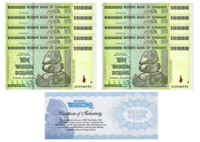10 Zimbabwe 10 Trillion, AA/2008, P-88, CoA USA Circulated 100 Trillion  Series picture