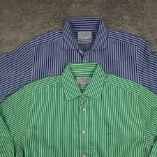Lot Of 2 Charles Tyrwhitt Dress Shirt Men 16.5 Blue Green Striped French Cuff picture