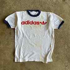 Vintage 1970s  Adidas Trefoil Red White Blue Spellout Ringer Tee Worn in Grungey picture