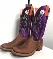 Olathe Custom Purple Buckaroo Cowboy Boots 8 D Punchy Crystal Suede w/Carry Bag picture