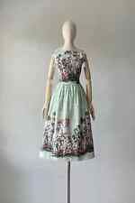 Vintage 50s 1950s Scenic Novelty Print Jute Song by Millworth Print Dress XS/S  picture