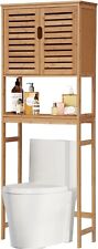 Over The Toilet Bathroom Storage Cabinet Bamboo Organizer w/Adjustable Shelves picture