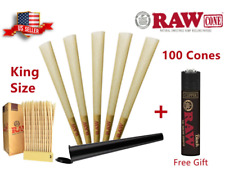Authentic RAW Classic King Size Pre-Rolled Cones 100 Pack & Clipper Lighter US picture