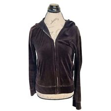 Jones New York Sport Womens Size Small Track Jacket Velour Hoody Brown Ribbed  picture