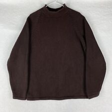 Vintage J Crew Sweater Mens Large Roll Neck Cotton Heavy Knit Pullover Y2K Brown picture