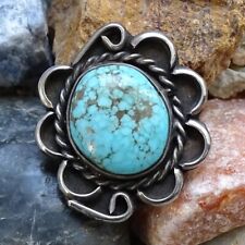 Vint Navajo Turquoise Ring Spider Web Matrix Sterling Silver Size 6 1/2 Handmade picture