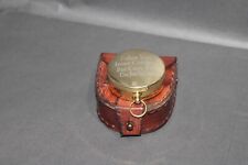 Maritime Vintage Push Button Compass With Leather Case Brass Navigational Tool picture