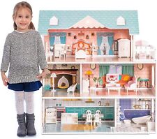 Robud Wooden Dollhouse for Kids Girls Toy Gift for 3 +Years Old,with 28 Furnit picture