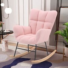 SOAR FLASH Teddy Fabric Rocking Chair for Nursery Upholstered Rocker Armchair picture