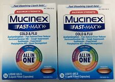 LOT OF 2 Mucinex FastMax Strength Severe Cold Liquid Gels 16ct/ea Exp11/24+ #160 picture