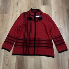 NWT Pendleton Merino Wool Coat Women's Large Red Striped Blanket Zip Up picture