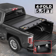 5.5FT Bed 4-Fold Hard Tonneau Cover For 2015-2024 Ford F150 Truck w/ Led Lamp picture