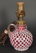 Fenton L. G. Wright Cranberry Honeycomb Syrup Pitcher Lamp picture