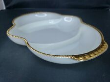 Vintage Fire King Milk Glass Divided Relish Type Tray Perfect Gold Trim picture