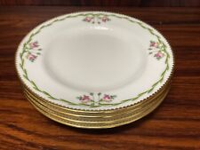 Set of (4) Antique Minton H1987 Hand Painted Floral Pink Roses Bread Plates 6” picture
