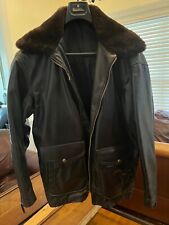 Langlitz leather jacket mens size XL/46-48, brown goatskin with mouton collar picture