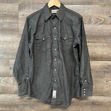 Vintage Genuine Roebucks Men's Size M Tall Gray Long Sleeve Pearl Snap Shirt picture