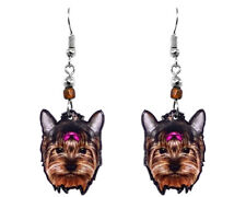 Yorkie Dog Face Earrings Pet Head Animal Graphic Womens Cute Breed Puppy Jewelry picture