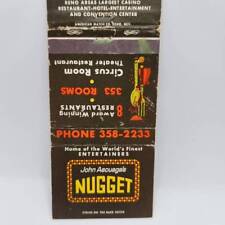 Vintage Matchbook John Ascuaga's Nugget Hotel Casino Reno Nevada Memorabilia  picture