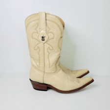 Los Altos Mens Boots Size 8 Western Wear Handmade Cream Beige Cowboy picture